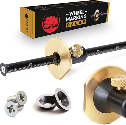Wheel Marking Gauge - Woodworking Marking Scriber Kit With 2 Replacement Cutters - Wood Marking Tools With Graduated