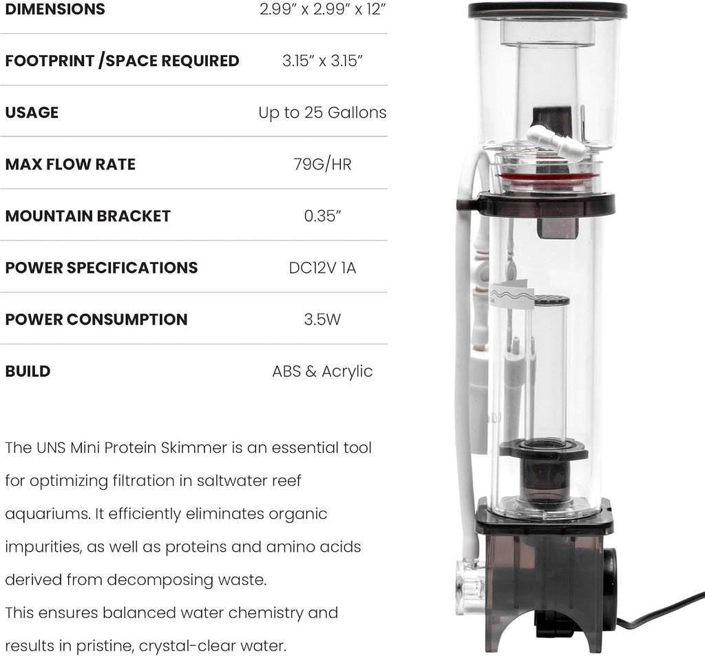 Mini Protein Skimmer - Rimless Aquarium Protein Skimmer - Drop-in Design Saltwater Aquarium Skimmer - Protein