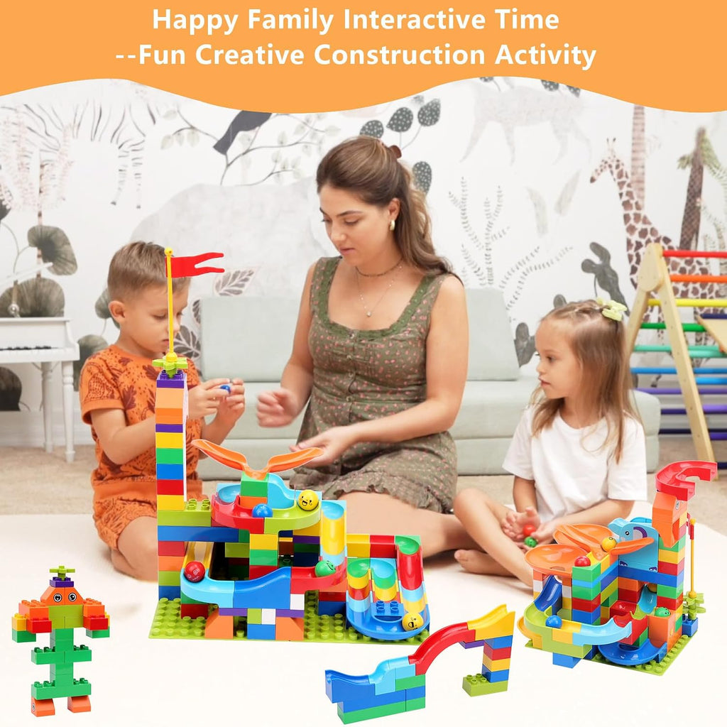 130 Pcs Starter Marble Run Set, Beginner STEM Building Toy