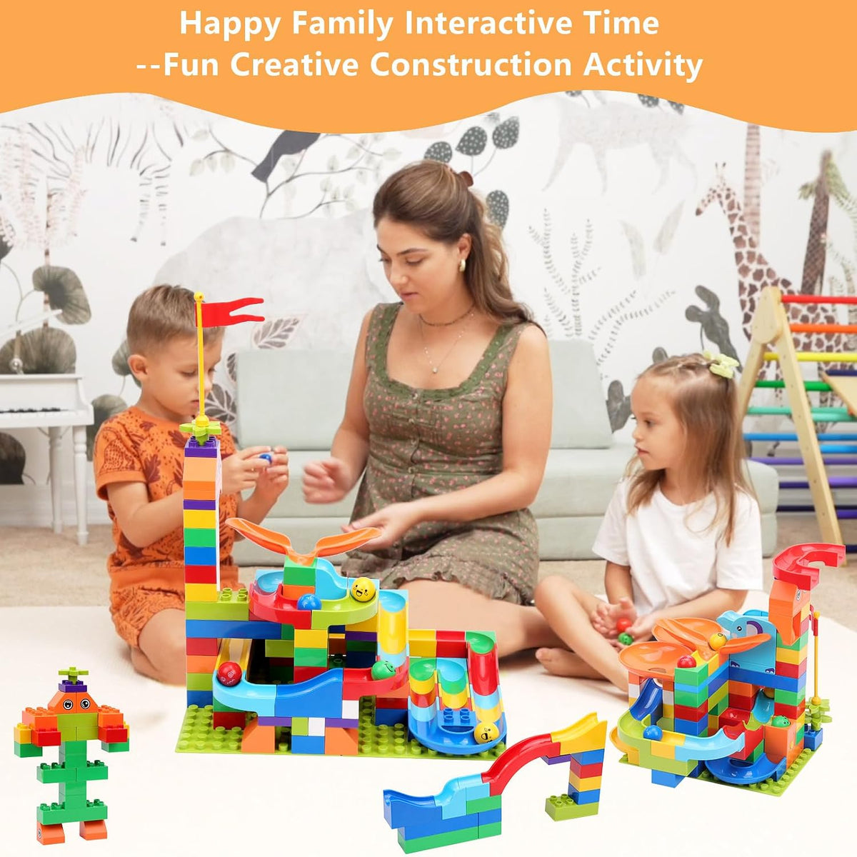 130 Pcs Starter Marble Run Set, Beginner STEM Building Toy