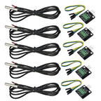 DS18B20 Waterproof Temperature Sensor Probe Moudle Kit Stainless Steel Probe for Raspberry Pi, 5 pcs, 1 Meter