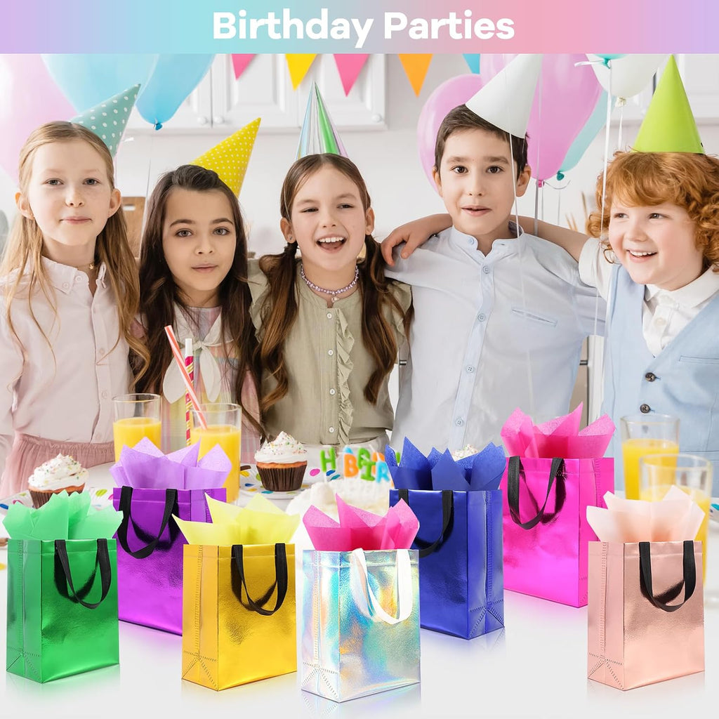 12 Pack Reusable Gift Bags with Handles & 24 Tissue Papers