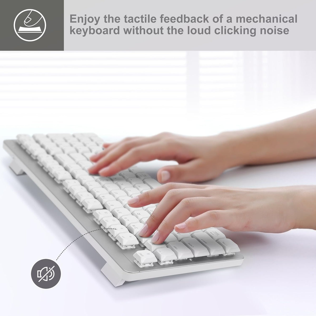 Wireless Keyboard and Mouse Combo, 2.4Ghz Cordless Mechanical Keyboard and Silent Mouse for Business, Low-Profile Red