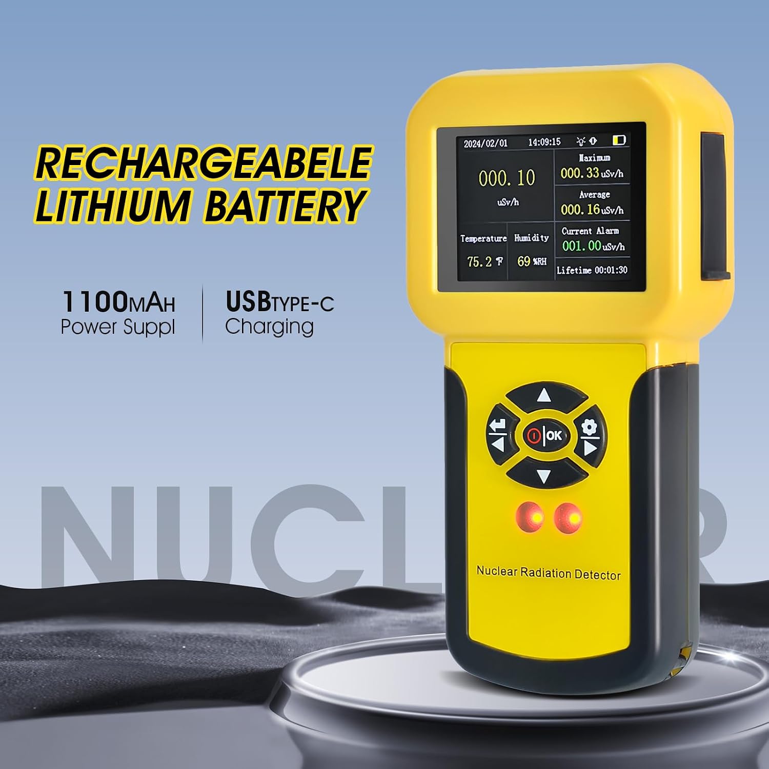 Geiger Counter Radiation Detectors, 0.0μSv-500mSv Nuclear Radiation Meter | Radioactive Detector Detect Beta Gamma