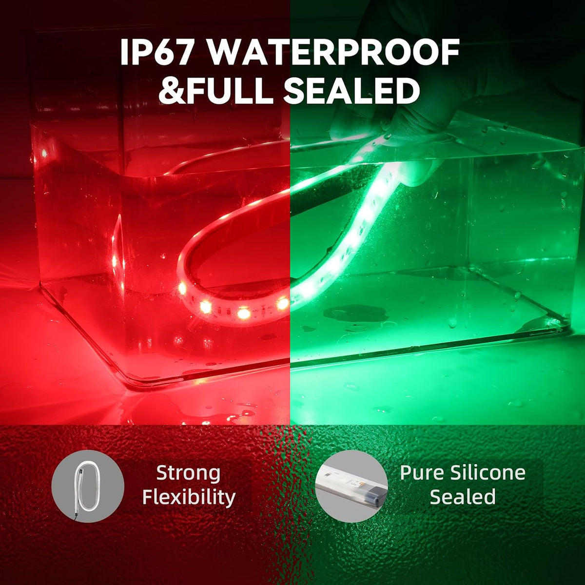 Boats Led Navigation Strip Lights, Red & Green, IP 67 Waterproof