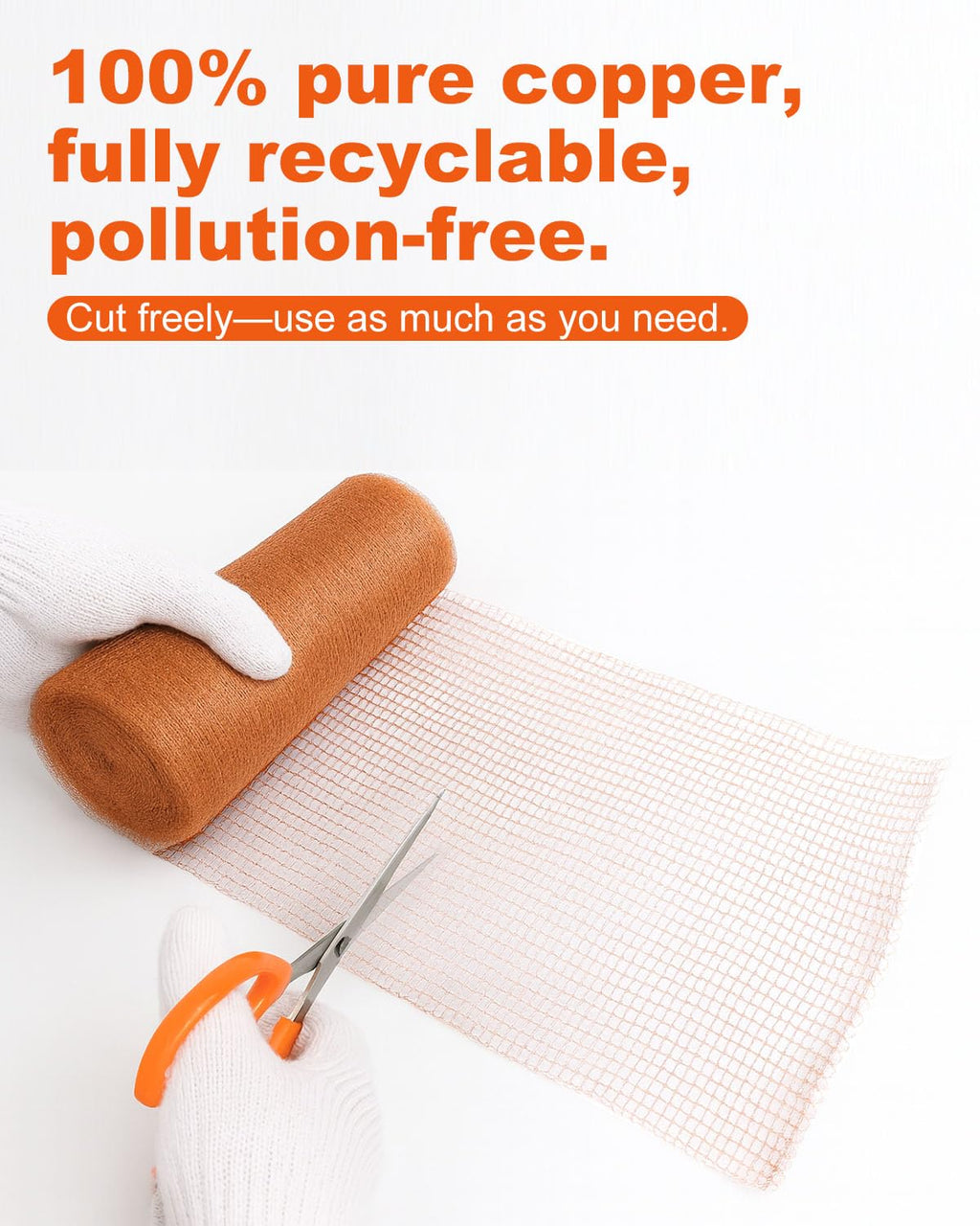 8" x 100' Heavy Duty Copper Mesh Roll for Pest Exclusion | Pure Copper Mesh, Flexible, Rustproof and Easy to Cut