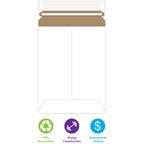 9 x 11 1/2" Stayflats Brand Rigid Flat Mailers, White (Pack of 25) Photo Document Mailers, Peel & Seal Closure, Tear