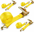 Ratchet Straps Heavy Duty Pack of 4, 2 Inch Ratchet Straps with Double J Hook, 16.4 Ft Tie Down Straps for Securing