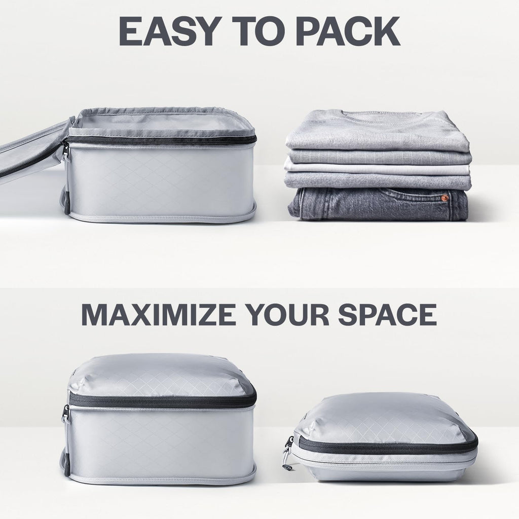 Ultralight Compression Packing Cubes for Travel, 6-Pack, Light Grey