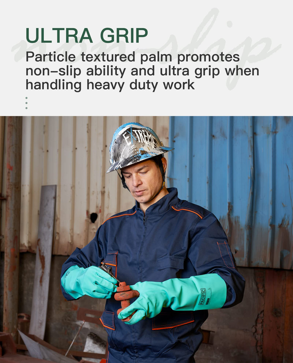 2 Pairs Nitrile Chemical Resistant Gloves, Latex-Free, XL