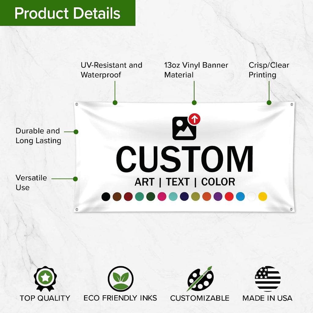 Custom Banner, Personalized Vinyl Banners Sign for Business, Event, Birthday, Party Decor, Indoor or Outdoor Vinyl