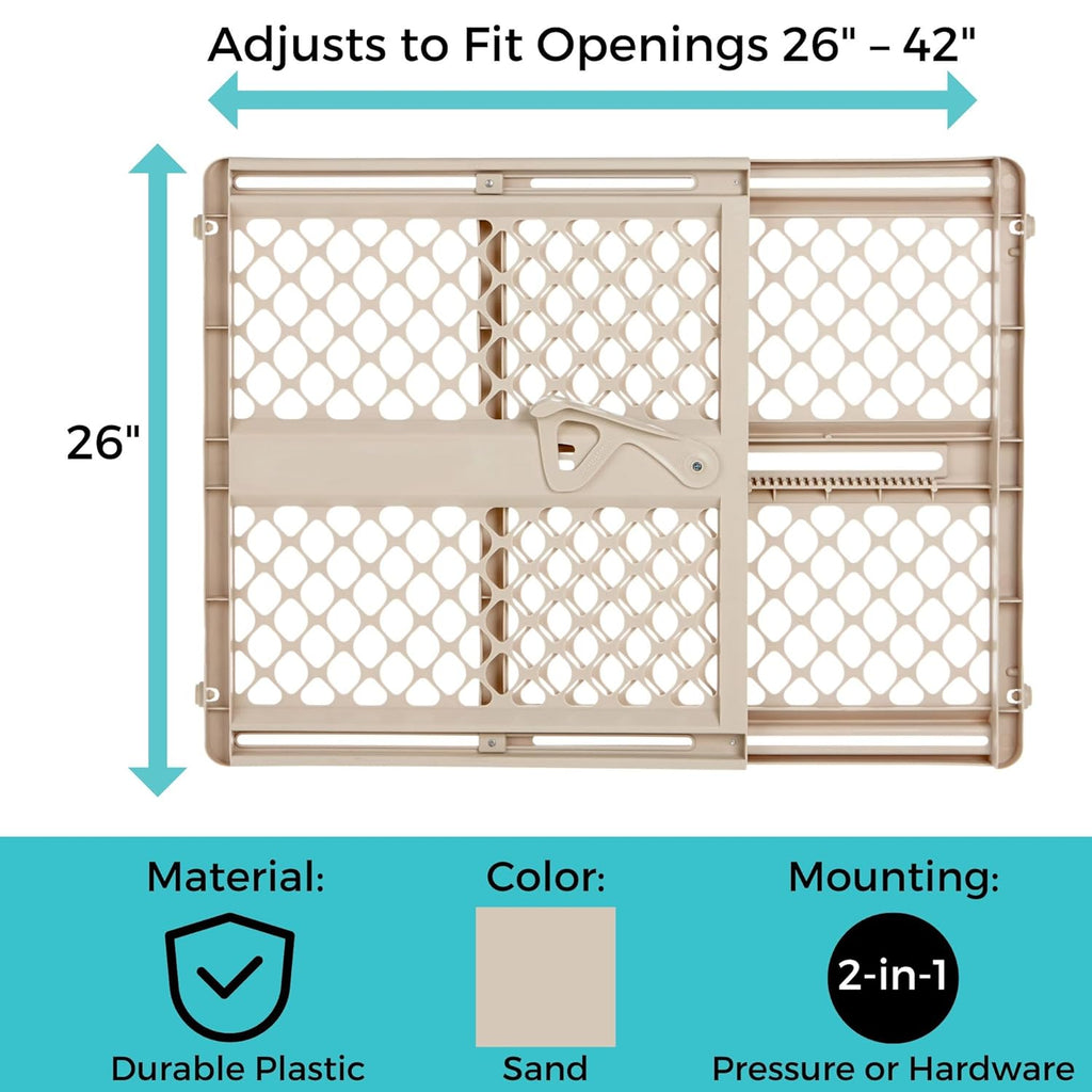 Supergate Ergo Baby Gate: Plastic Baby Gate for Stairs & Doorways - Adjustable Indoor Safety Gate - Made in USA - 26