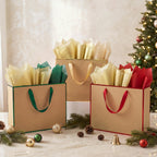 12 Pack Paper Gift Bag with Handles & Tissue, Green, Red, Gold