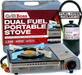 Grill Boss Dual Fuel Camp Stove - 12,000 BTU Butane & Propane Portable Stoves for Camping, Emergencies, BBQ, Hiking &