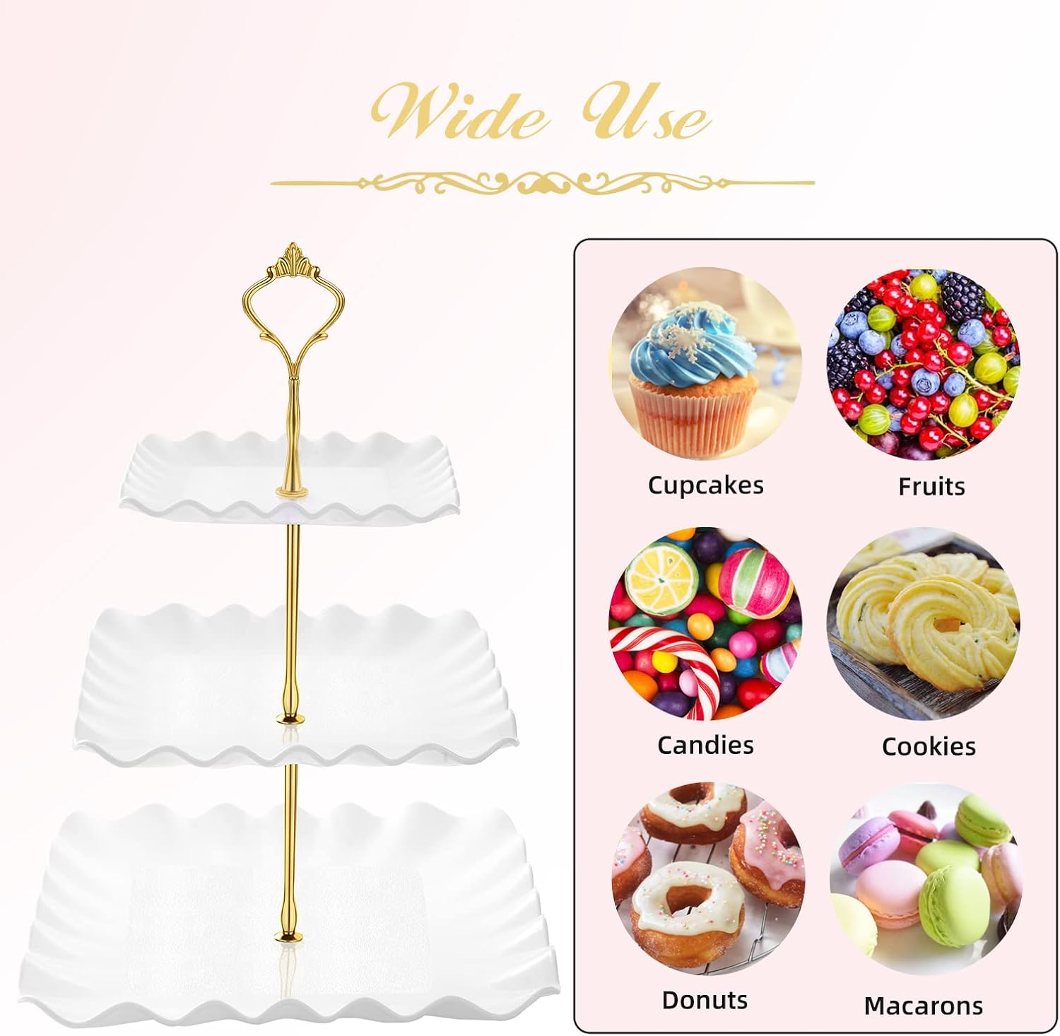 Plastic Dessert Cupcake Stand, 3 Tier Cupcake Tower Holder, White