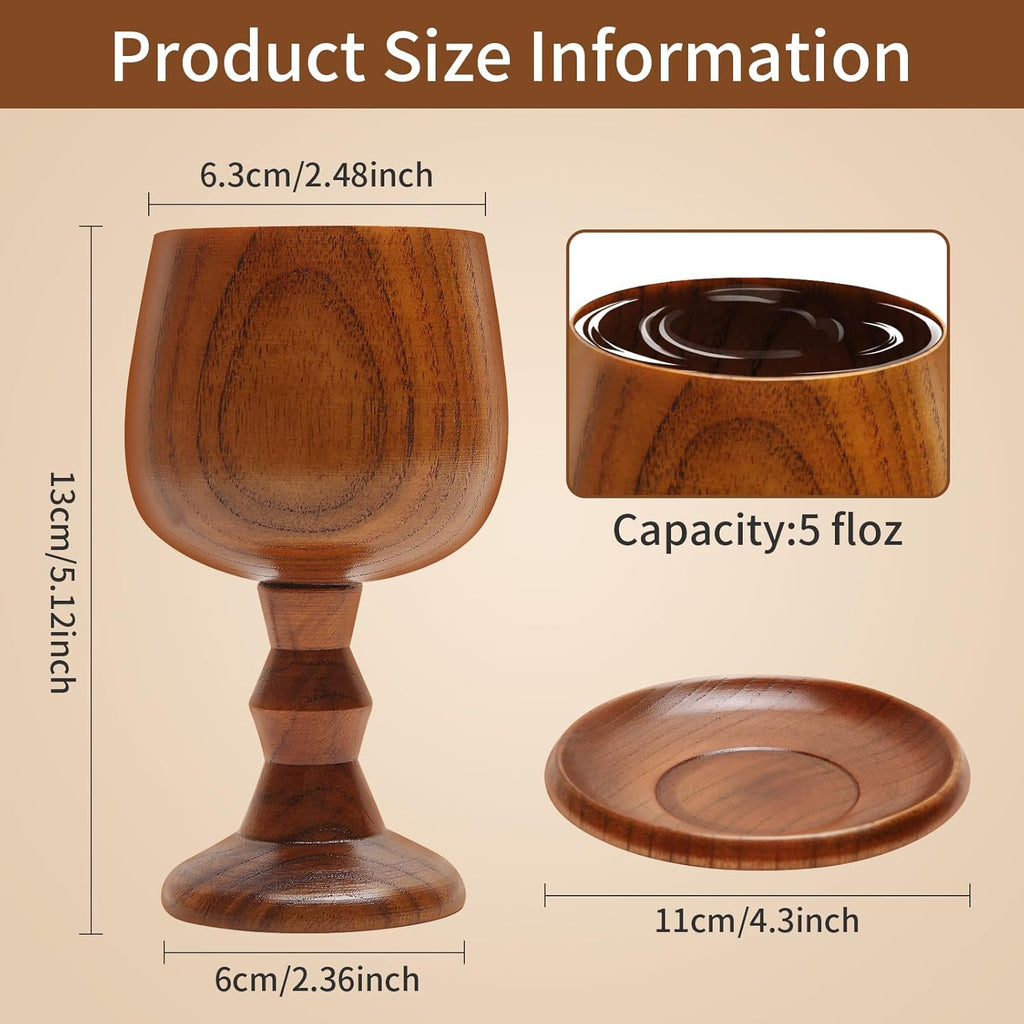 Handmade Wooden Communion Chalice Cup with Tray – Vintage Goblet Wine Cup for Christian Church Ceremony (5.1 Inches)