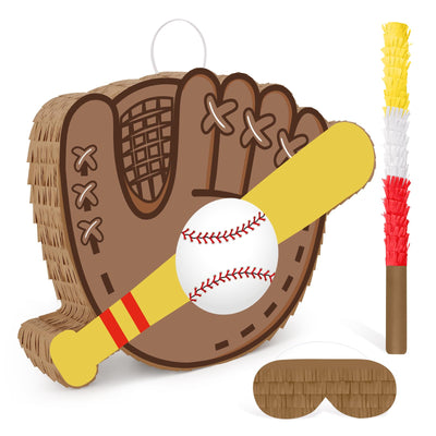Baseball Pinata with Blindfold and Bat Stick Baseball Party Games Sports Pinata for Kids Boys Sports Day Birthday