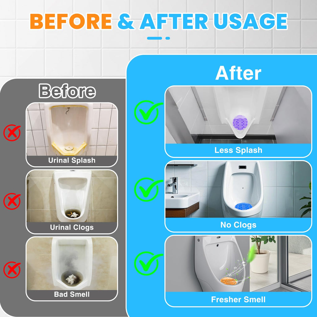 48 Pack Urinal Deodorizer Screen with 100 Gloves, Odor Protection