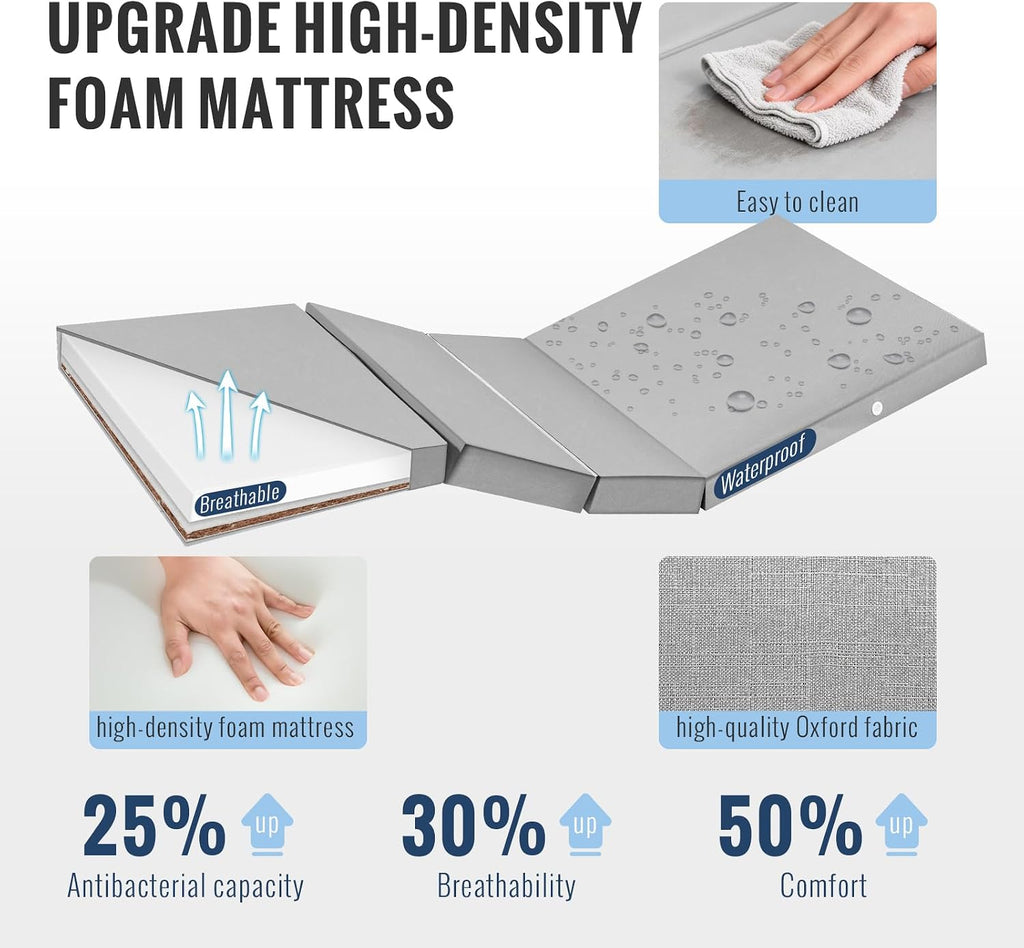Electric Hospital Bed, 4 Function ICU Medical Bed with Waterproof Foam Mattress, Adjustable IV Pole, Dining Bord