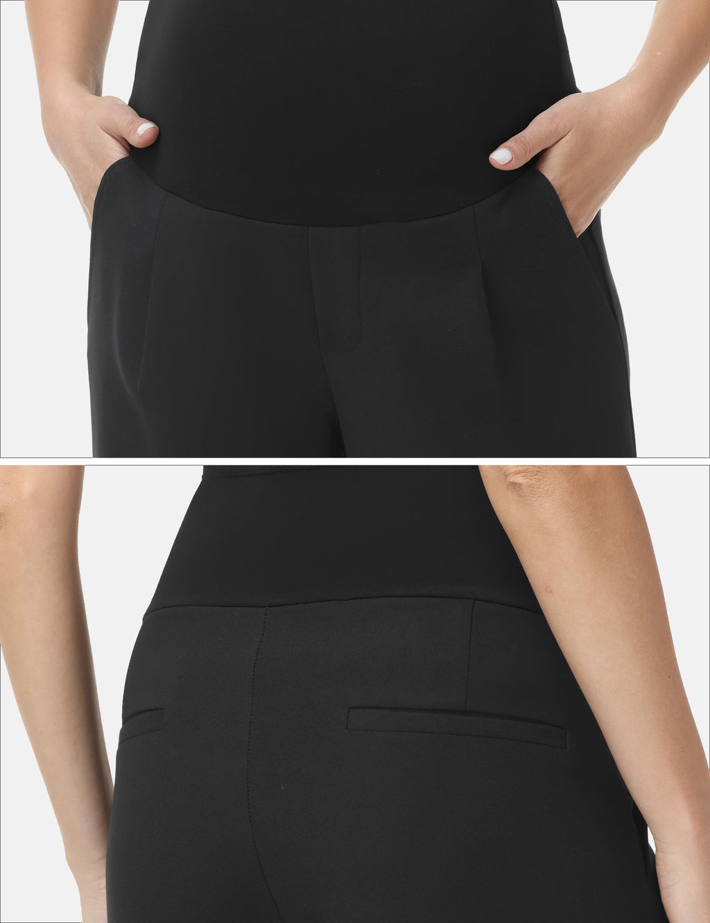 Women's Maternity Work Pants Wide Leg Black Medium