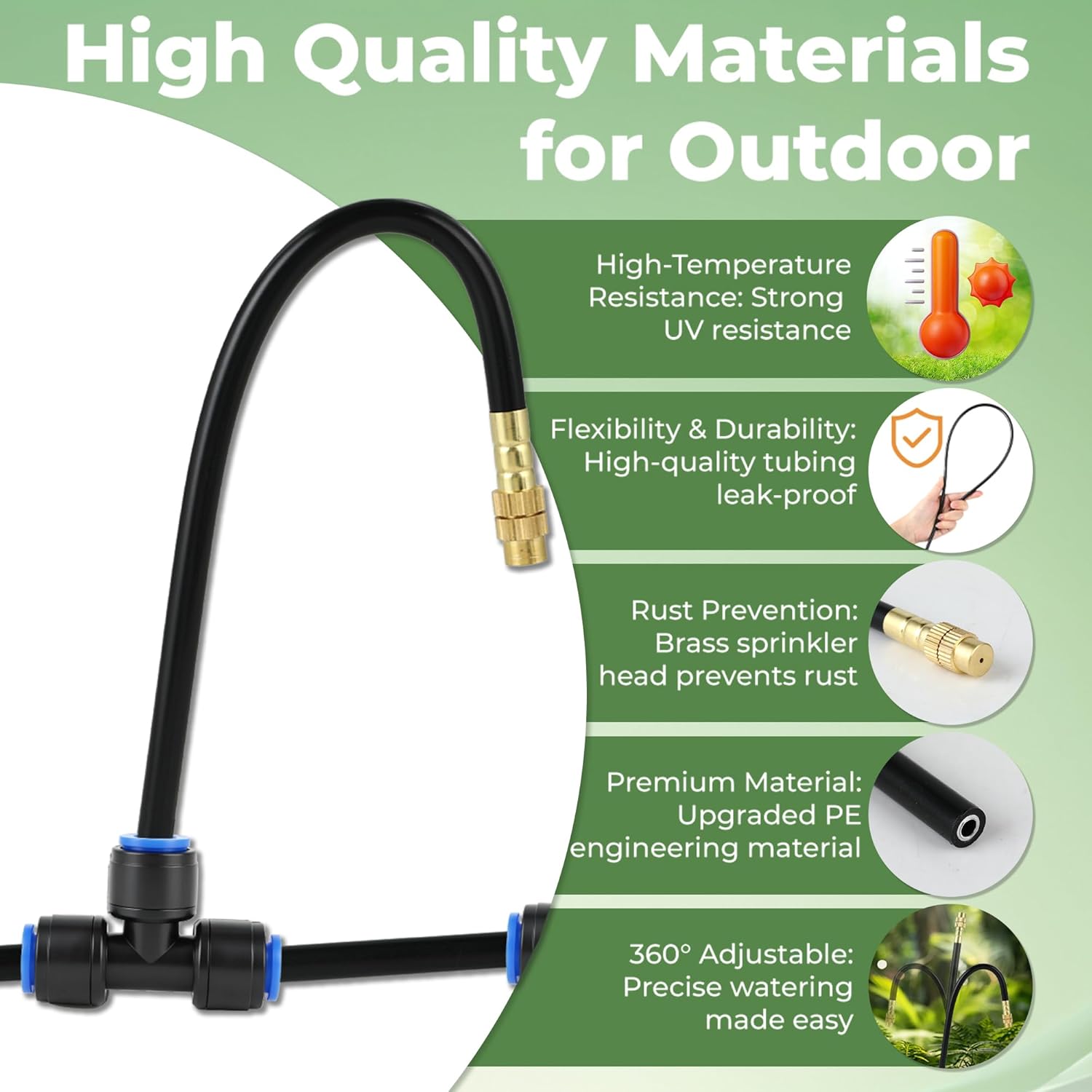 50FT Drip Irrigation System for Starter: Small Garden Quick Connect 1/4" PE Water Tubing Automatic 11Pcs Sprinkler
