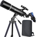 Telescopes for Adults Astronomy, 80mm Aperture 600mm Refractor Telescope for Kids & Beginners, Compact and Portable