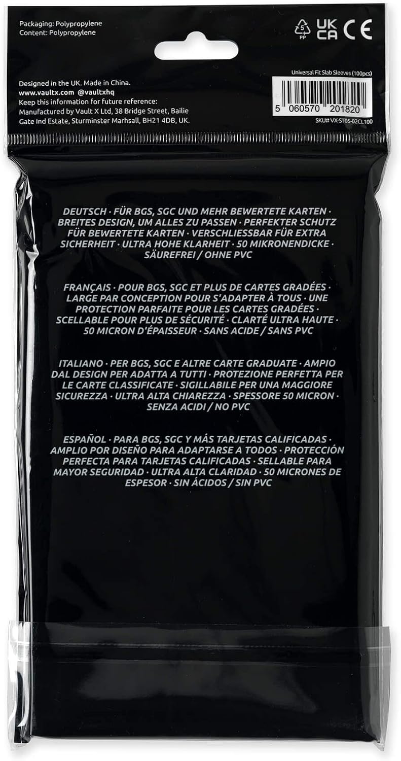 Universal Fit Slab Sleeves (100 Pack) for BGS SGC ACE | Fits BGS, SGC & ACE graded slabs & cases. Crystal-clear