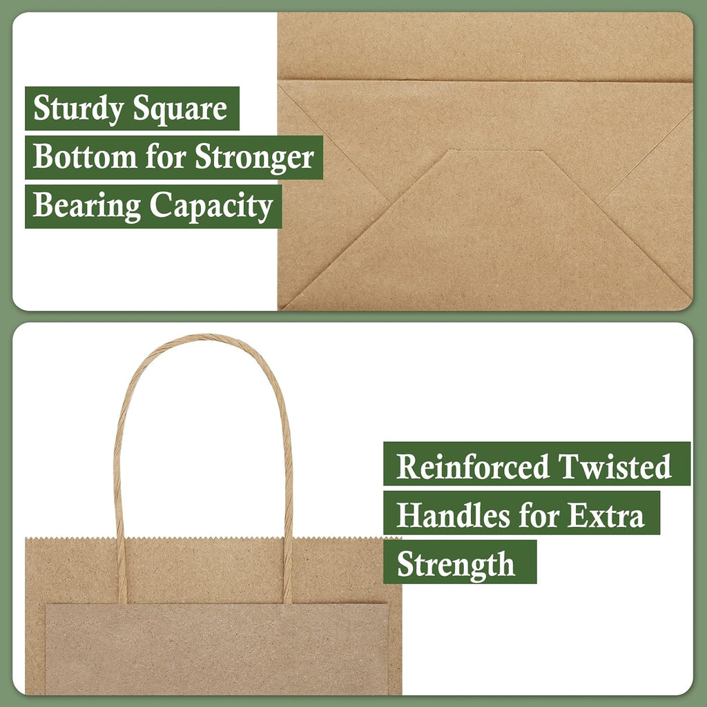 Brown Paper Bags with Handles 16x6x12, 25 Pack Large Kraft Paper Bags Bulk, Tote Bag Shopping Bags, Paper Gift Bags