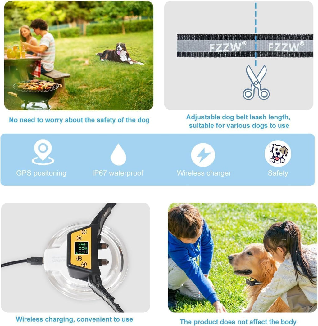 Dog Wireless Fence Pet Electric GPS Fence Containment System, Adjustable Control Range Warning Strength, Wireless