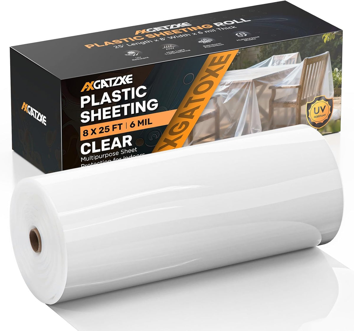 6 Mil 8x25 FT Heavy Duty Greenhouse Plastic Sheeting, 1-Roll