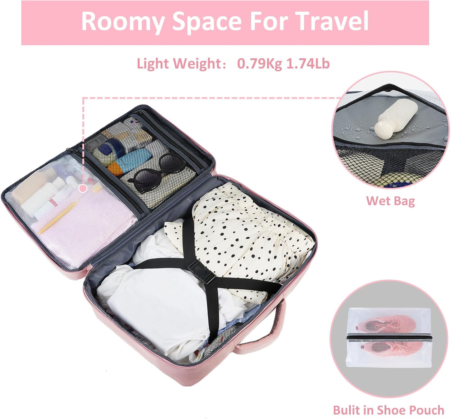 Travel Backpack for Women, Carry On Backpack with Water Bottle Pocket & Shoe Pouch, TSA 15.6inch Laptop Mochila