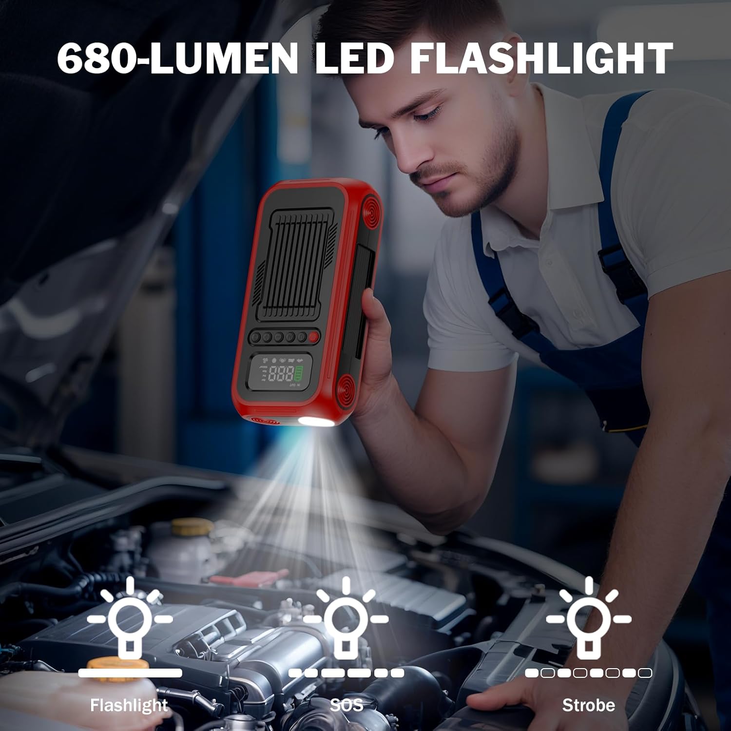 Tire Inflator Portable Air Compressor,12V Car Battery Jump Starter,5X Faster Air Pump For Car Tire with Digital Tire