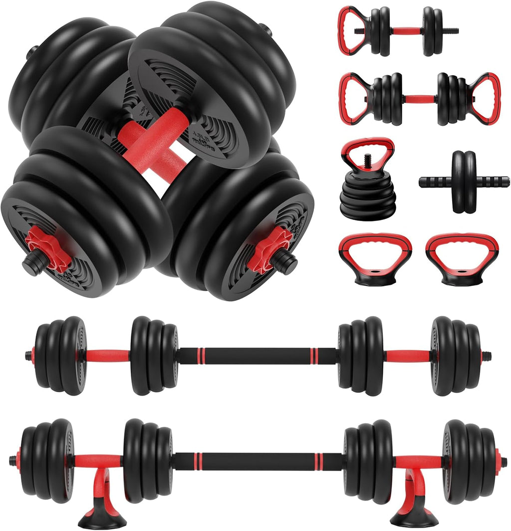 Adjustable Dumbbell Set for Home Fitness Training | 6 in 1 Weight Set Dumbbell Barbell Kettlebells, Push-up, Push up