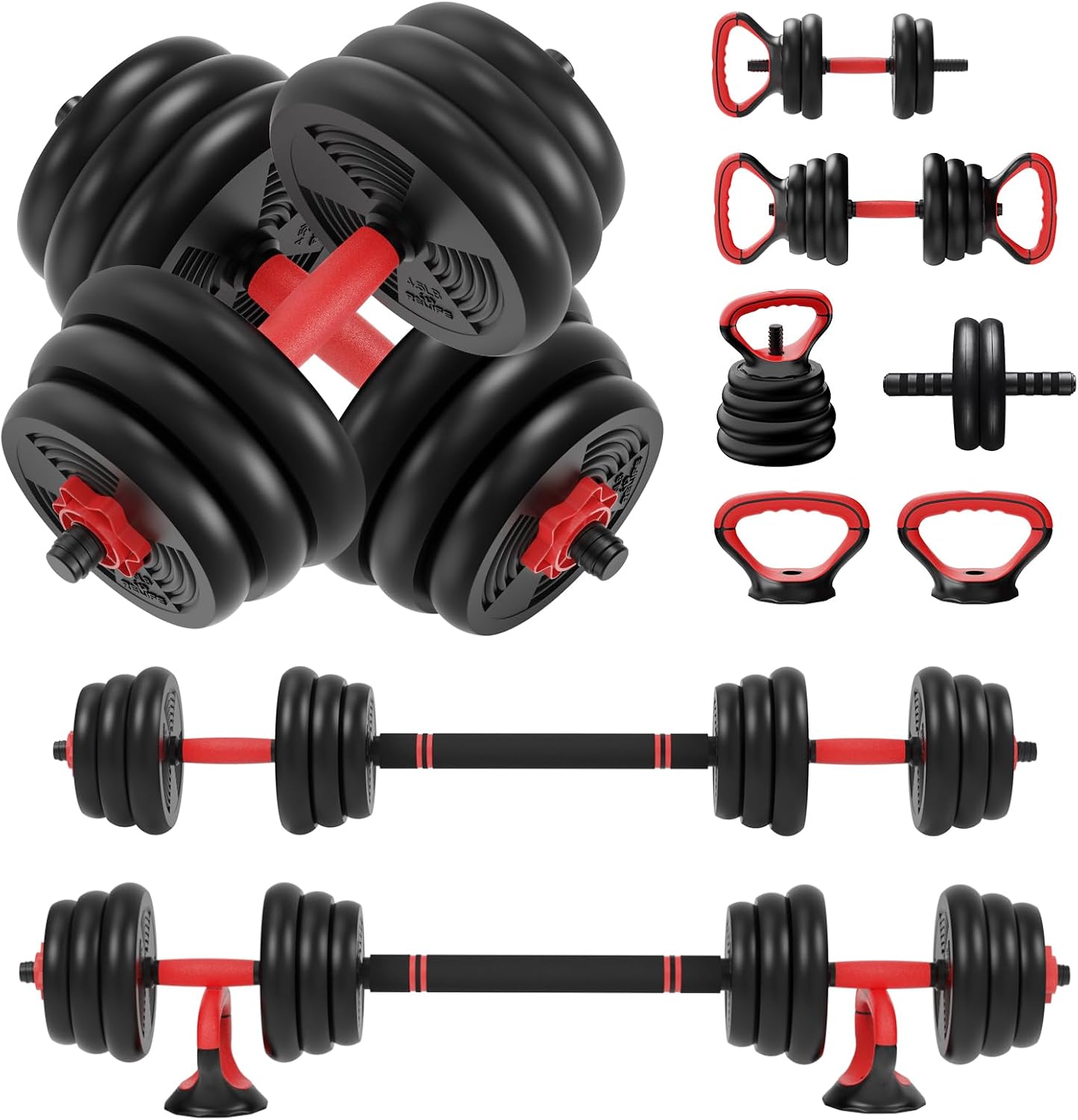 Adjustable Dumbbell Set for Home Fitness Training | 6 in 1 Weight Set Dumbbell Barbell Kettlebells, Push-up, Push up