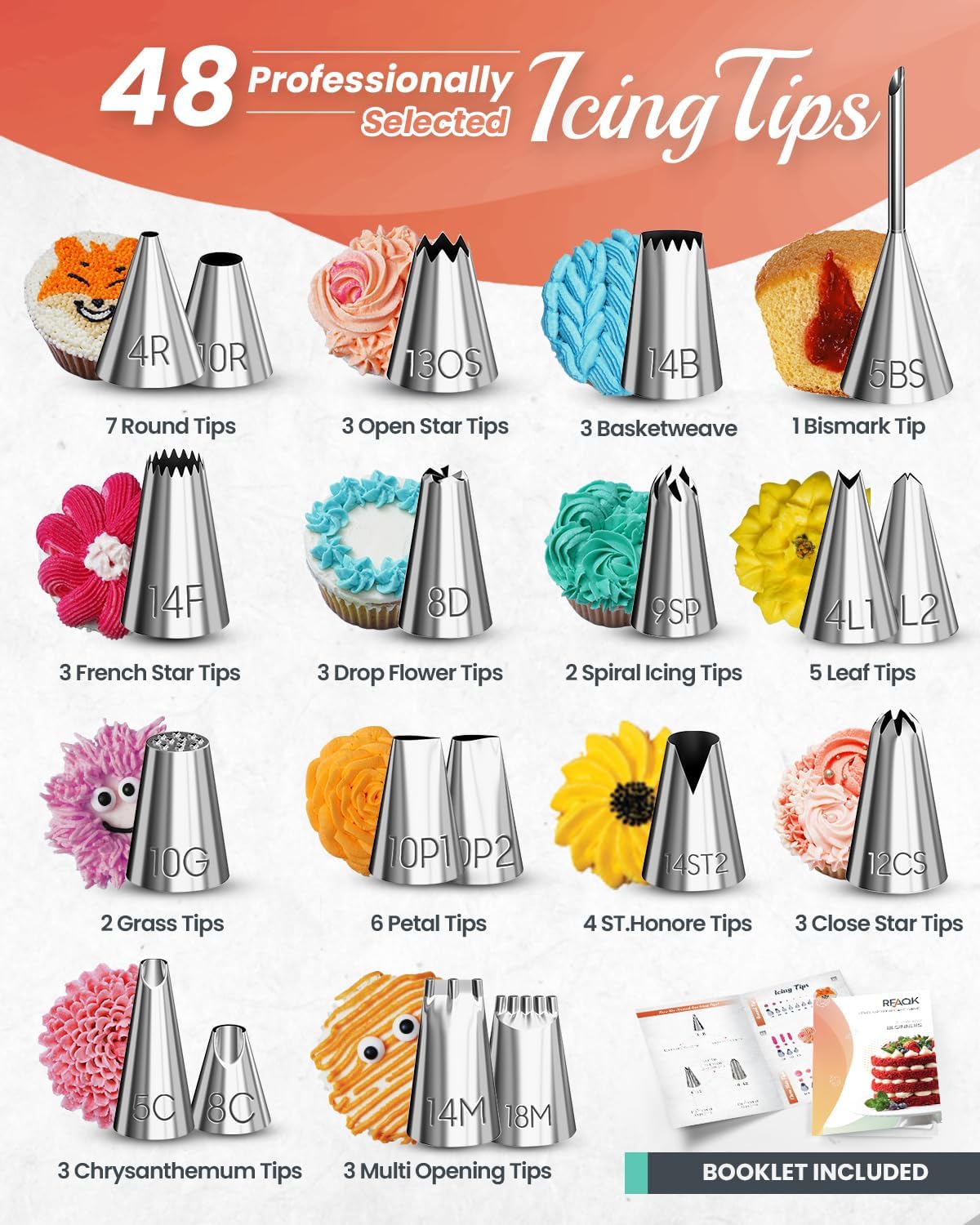 250 PCs Aluminum Cake Decorating Tools Kit with 12" Metal Turntable & Knife set-48 Numbered Icing Tips-3 Russian