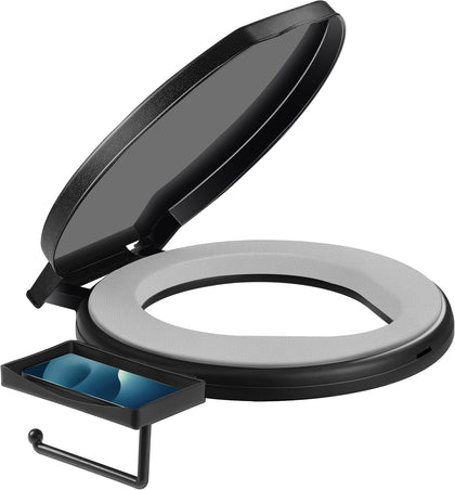 Portable Toilet with Soft Cushion, 5 Gallon Rotatable Lid, Adults and Kids Camping Toilet Seat for 5 Gal Bucket