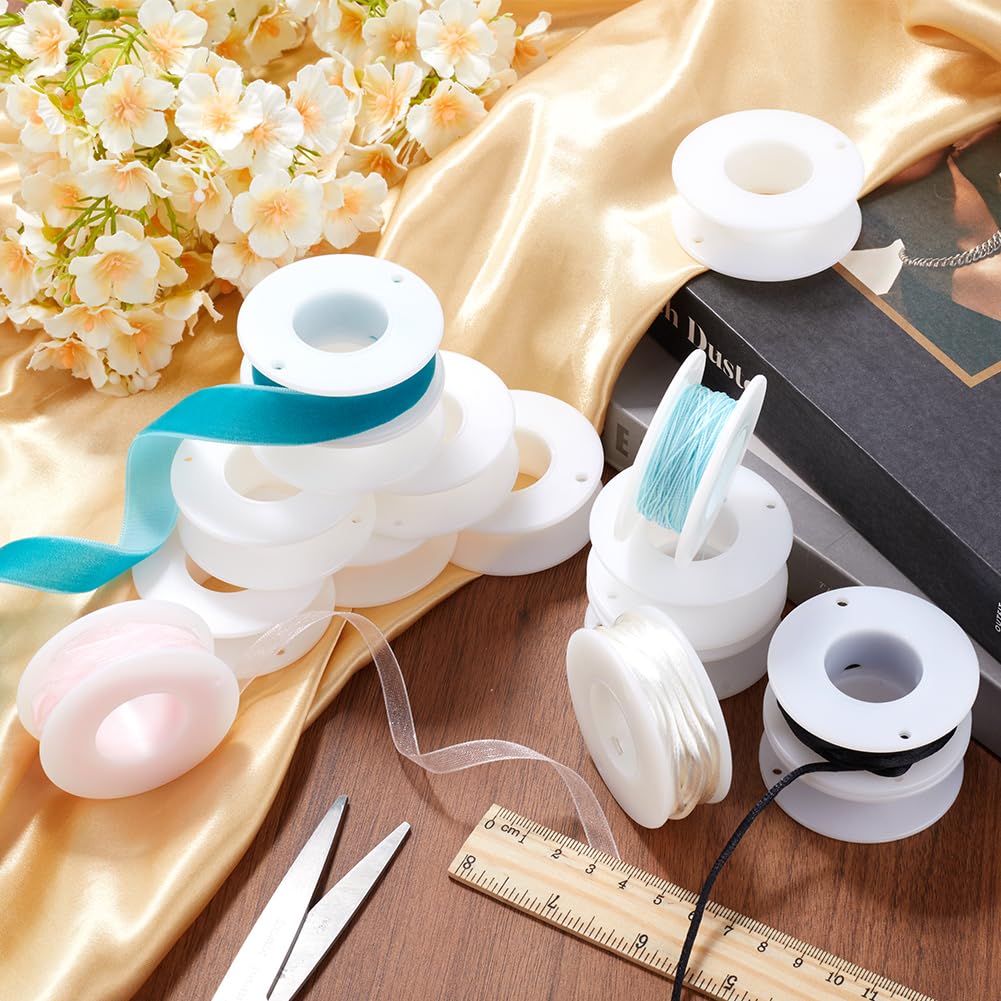 15Pcs Wire Weaving Bobbin Plastic Ribbon Spool Bulk Large Diameter Empty Thread Rope Chain Roll Crochet Cords