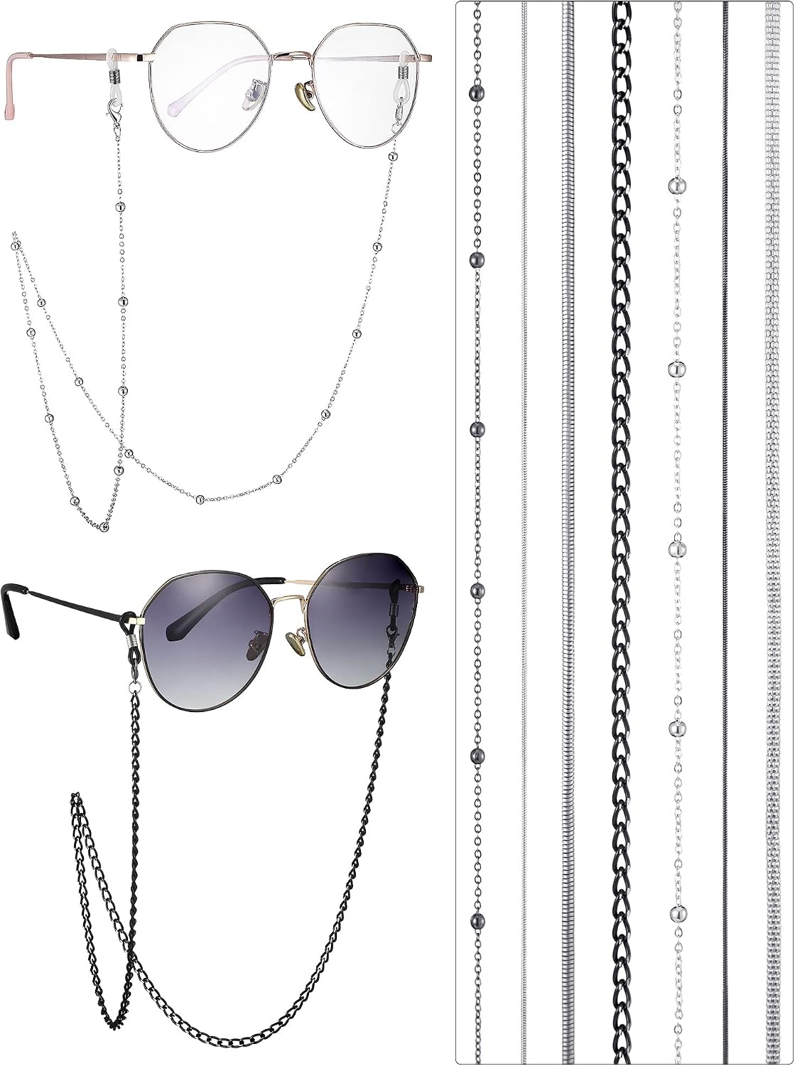 7 Pcs Eyeglass Chains Eyeglasses Strap Glasses Holder Necklace Eyewear Chain Reading Lanyard for Glasses Women Men