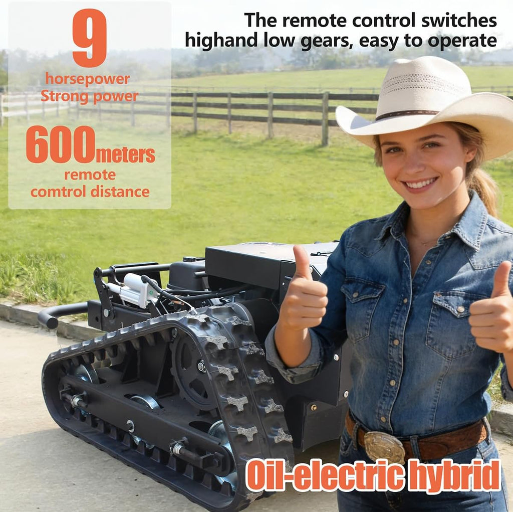 Remote Control Robot Lawn Mower 9.5 Horsepower, All Terrain Tracked Lawn Mower 50 ° Climbing, Remote Control