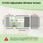 Adjustable Window Screen for Hung Windows, White Expandable Horizontal Sliding Screen, 10" H x 19-36" W with Black