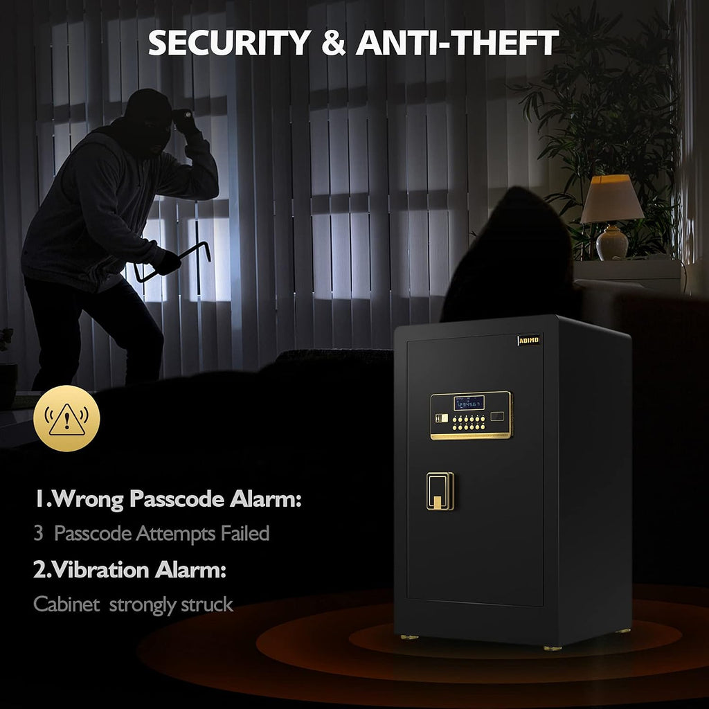 Safe Box, ADIMO 2.8 Cubic Ft Fireproof Safe Box, Weighted Cabinet Safe with Removable Shelf, Sensitive Alarm, Dual