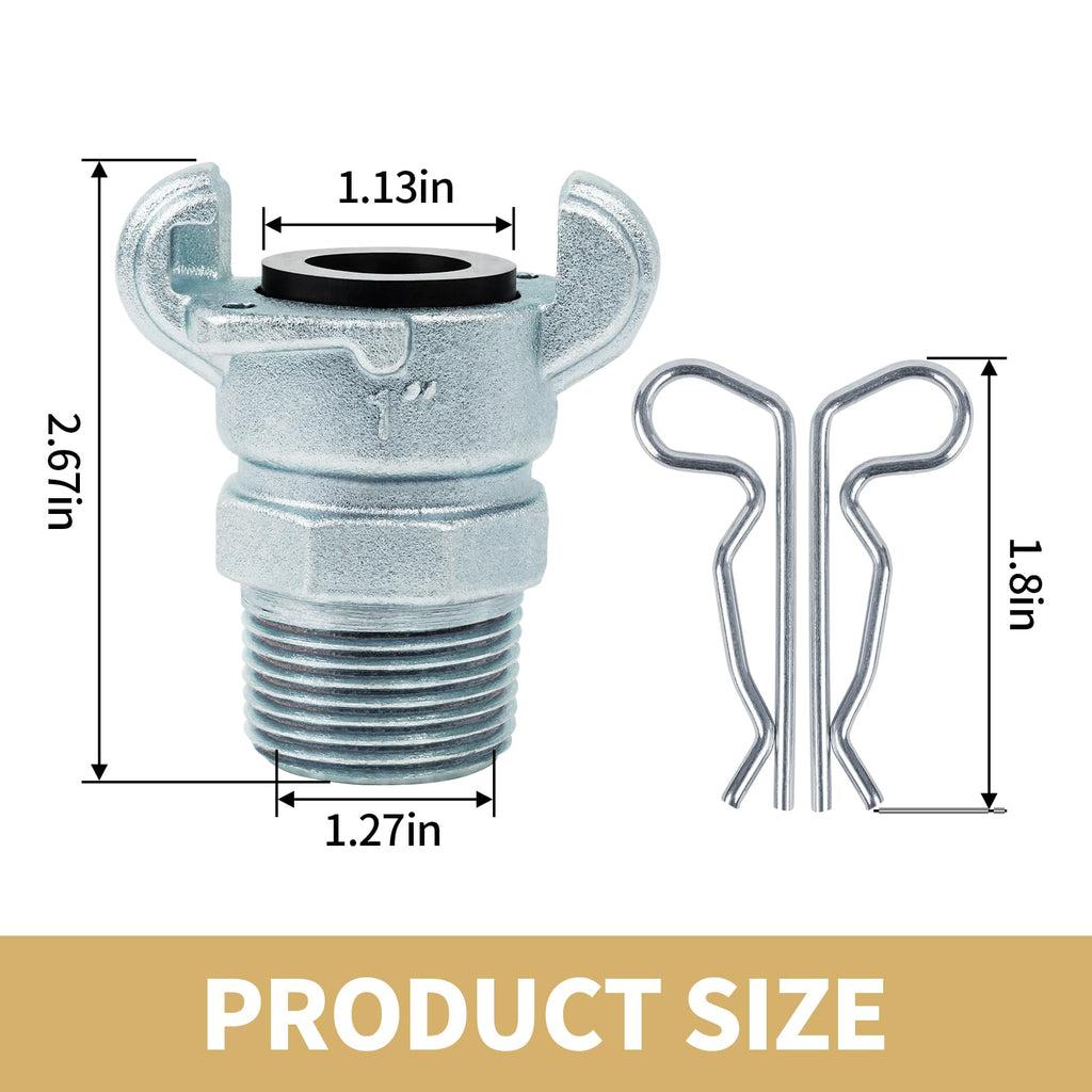 ChillWaves Iron Air Hose Fitting, 1" NPT Male 2 Lug Universal Coupling, Chicago Fitting(2-PACK)