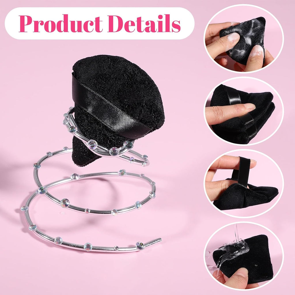 Powder Puffs, 6 Pack Triangle Makeup Puff, Black