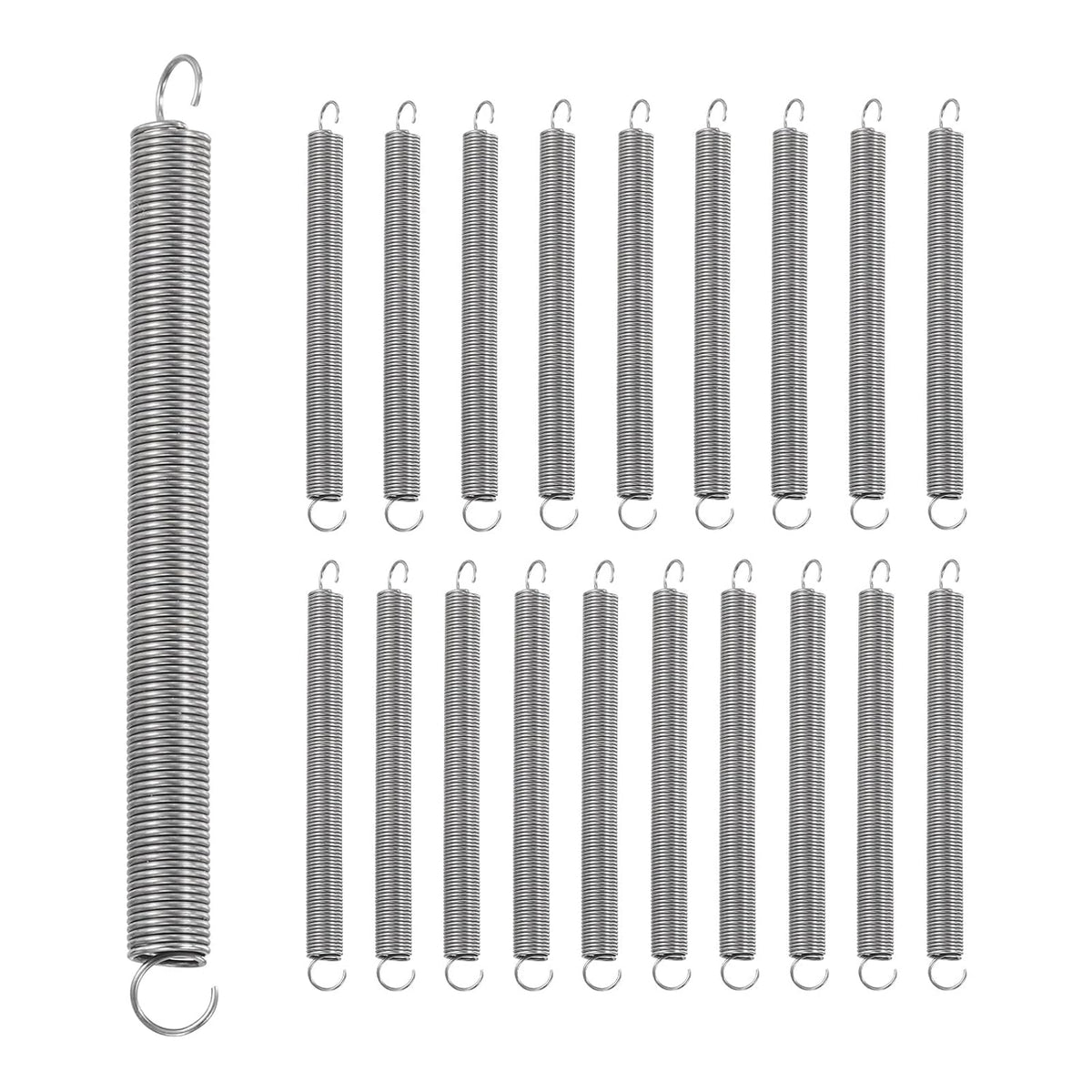 20Pcs Stainless Steel Extension Spring Dual Hook 0.5mmWD, 5x60mmODxL