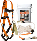 50’ Roofer's Safety Bucket Kit – Warthog Pass-Thru Safety Harness, Reusable Roof Anchor, and 50’ Vertical Lifeline