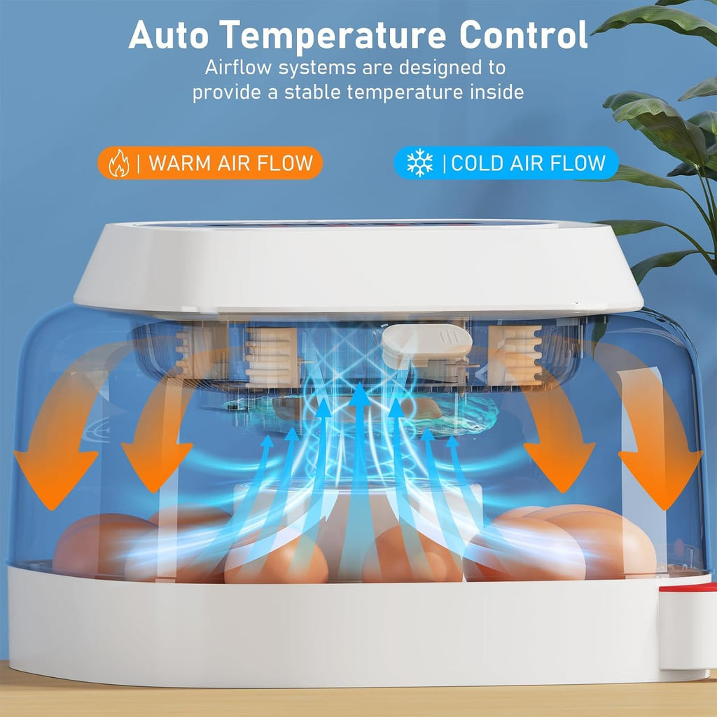 12 Eggs Incubator, 4 Modes, Temp Control & Humidity Display, Blue