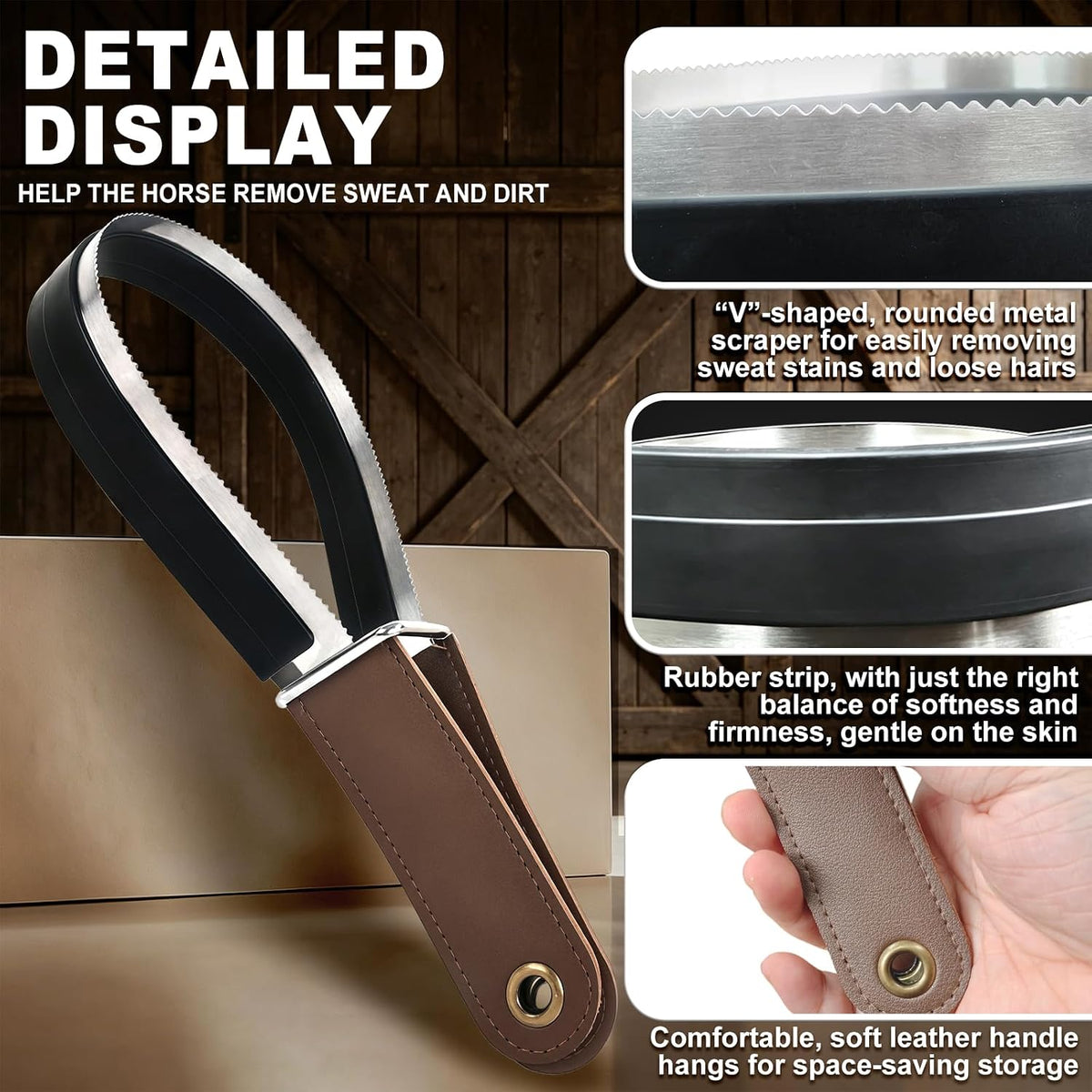 2-in-1 Horse Sweat Scraper Metal Shedding Blade for Horses