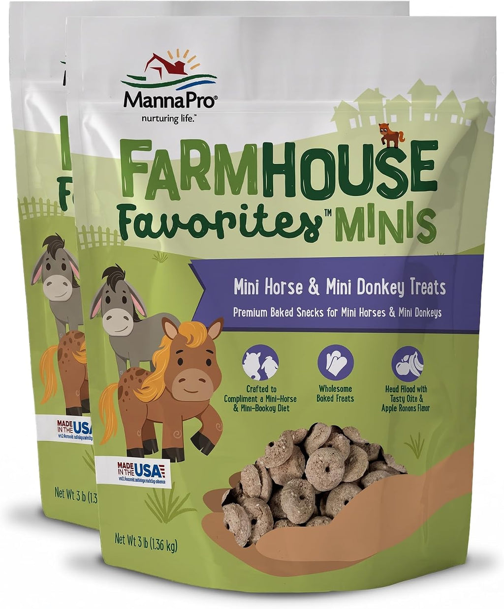 Farmhouse Favorites Mini Horse & Mini Donkey Treats –Baked Snack for Mini Horses & Mini Donkeys – Hand Mixed Treat –