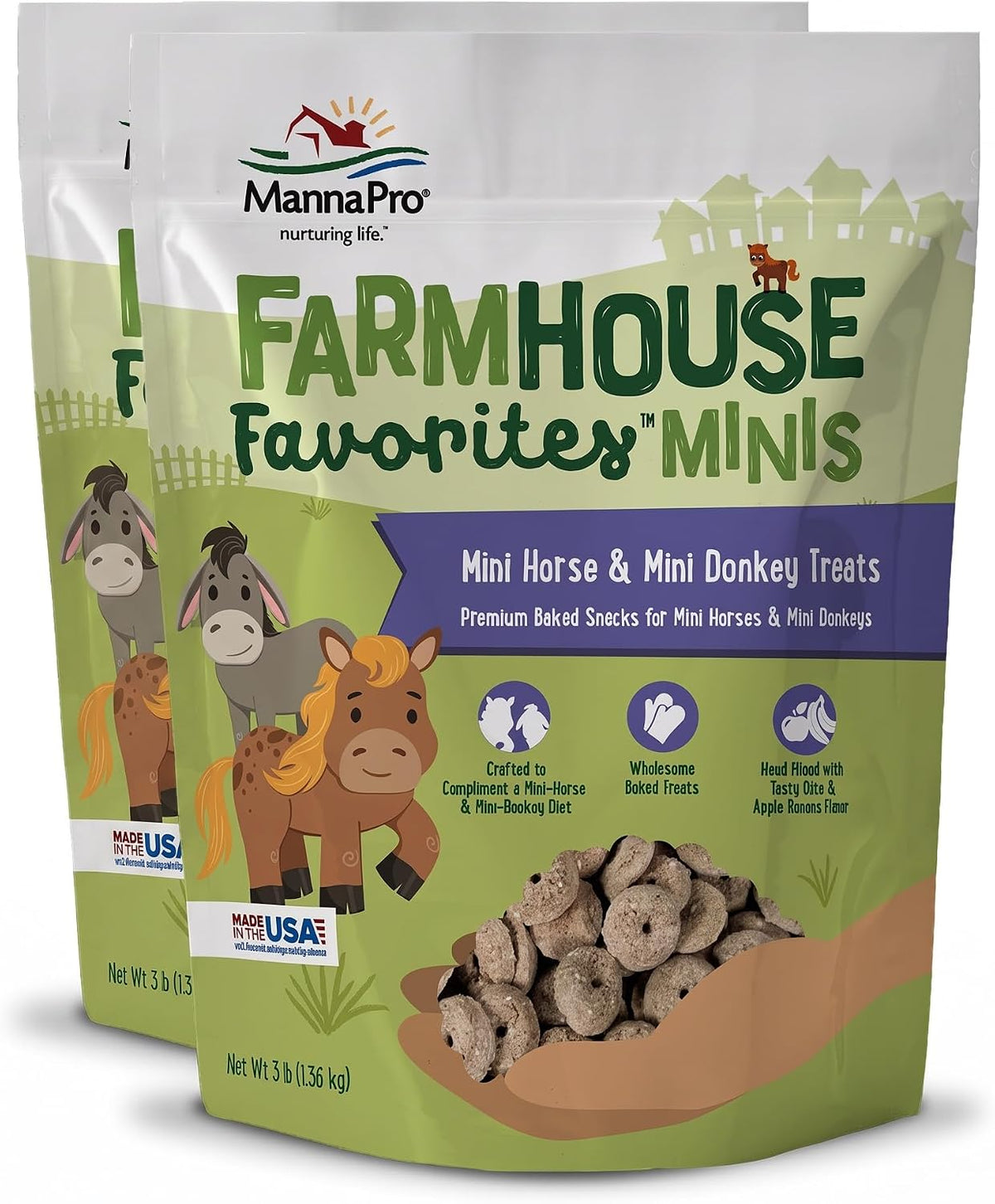 Farmhouse Favorites Mini Horse & Mini Donkey Treats –Baked Snack for Mini Horses & Mini Donkeys – Hand Mixed Treat –