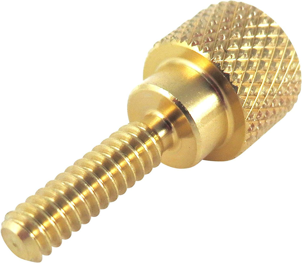 10 Pack 6-32 x 1/2 Inch Threads Solid Brass Diamond Knurled Thumb Screws Knobs with Straight Shoulders Right-Hand Threads SAE Flat Tip Uncoated (6-32 x 1/2 inch Long Threads)